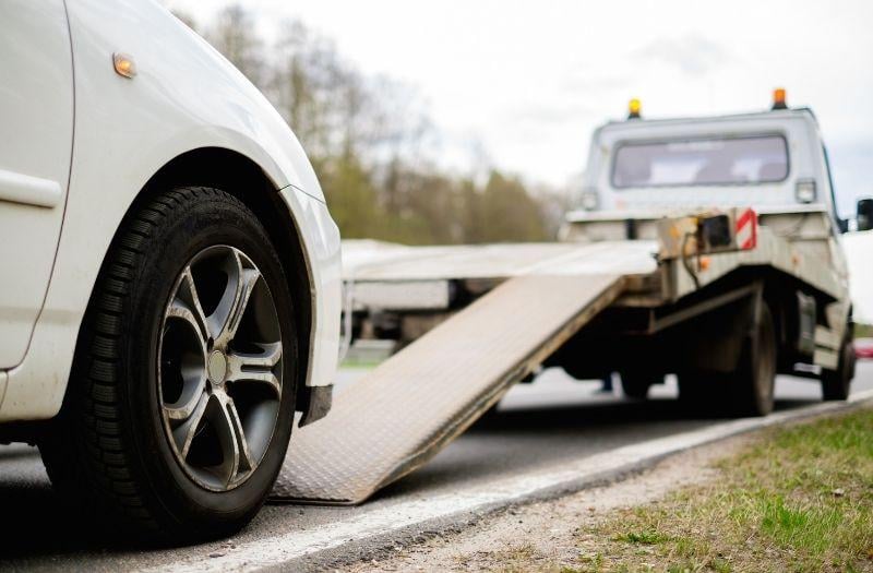 a car preparing to be towed