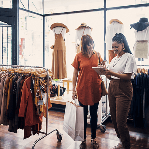 woman shopping in clothing store