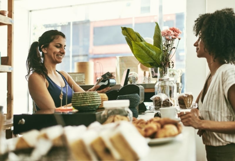 a small business owner in north carolina making a sale